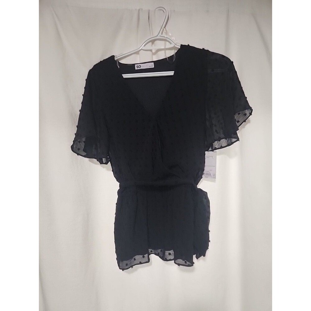 So Goods For Life Black Ruffle Blouse Shirt Sz Medium
